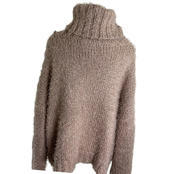 Lush Women's Chunky Soft Mauve Oversized Cowl Turtleneck Knit Sweater. Sz L - Picture 5 of 16